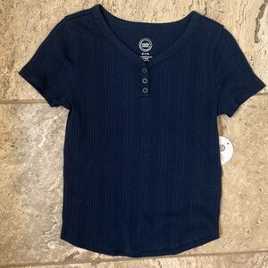 NWT Size Medium (7-8) Wonder Nation Navy Blue Henley knit Top